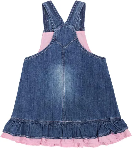 Vista 2 de Peacolate 3M-3Years - Overol de mezclilla para niñas pequeñas, con lazo, pantalones de mezclilla