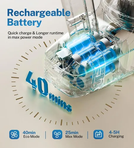 Vista 5 de DEVOAC N300 Aspiradora inalámbrica, ligera de 6 en 1, aspiradora de palo, batería de 2200mAh hasta 40 minutos de funcionamiento, potente aspiradora