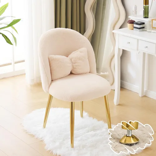 Vista 14 de Vingli Silla de Maquillaje de Pétalos con Respaldo, Silla Linda de Escritorio para Niñas Cómoda Sin Ruedas, Silla Moderna de Comedor, Silla