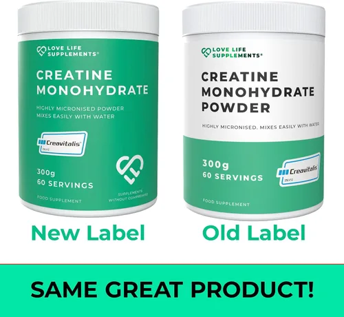 Vista 5 de Love Life Supplements Creavitalis® creatina monohidrato en polvo 10.58 oz, 60 porciones, micronizado, sin sabor, vegano, crecimiento muscular