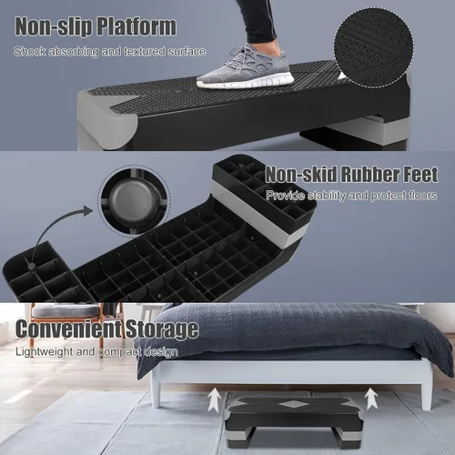 Vista 6 de Adjustable Exercise Workout Aerobic Stepper Step Platform Trainer
