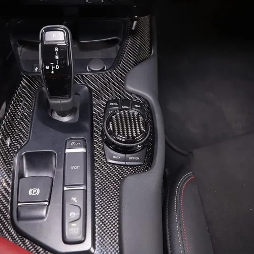 Vista 3 de Daeiclru Cubierta de perilla multimedia de control central de fibra de carbono suave para Toyota Supra GR A90 A91 MK5 2019-2022, cubierta de botón