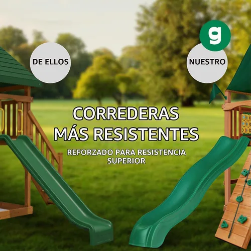 Vista 10 de Gorilla Playsets 01-1076 Avalon - Juego de columpios de madera con techo de vinilo verde de gran tamaño, pared de escalada, escalera, columpios