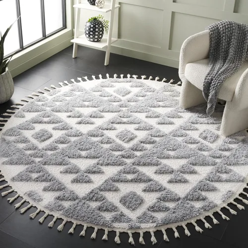 Vista 78 de SAFAVIEH Alfombra marroquí con borlas, 2 x 3 pies, marfil y marrón, no desprende pelusa y fácil de limpiar, textura alta y baja, ideal
