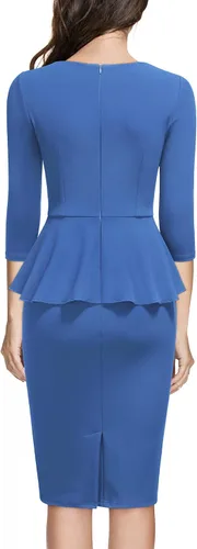 Vista 2 de Miusol - Vestido de mujer estilo retro con cuello cuadrado y volantes