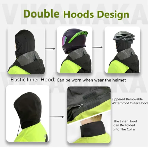 Vista 2 de Traje de lluvia impermeable para hombres, chaquetas de lluvia ligeras y pantalones reflectantes portátiles para motocicleta, ciclismo