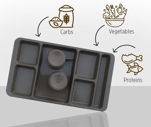 Vista 3 de Bandeja de campamento - Bandeja de comida de 3 piezas con taza y tazón sin BPA, fabricada en Estados Unidos