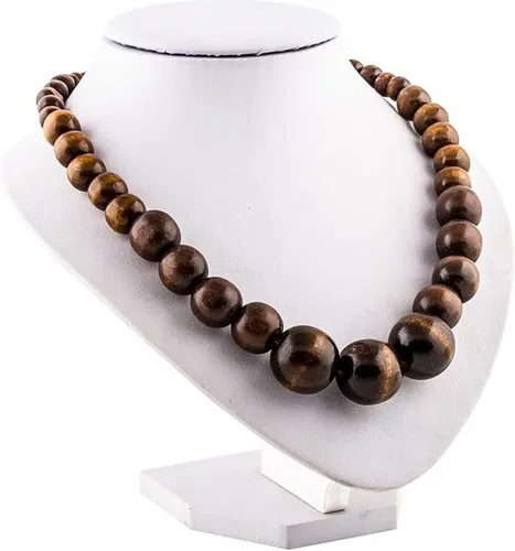 Vista 3 de Collar de cuentas de madera África Cadena de madera Declaración Unisex Collares gruesos
