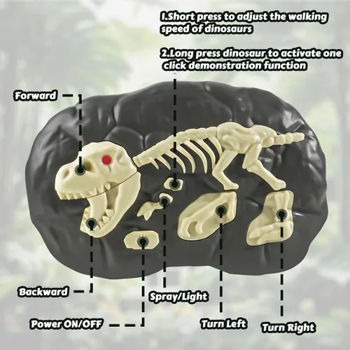 Vista 4 de Tyrannosaurus - Juguetes de dinosaurio a control remoto para niños de 3 a 12 años, velocidad ajustable T Rex juguetes con rociador de niebla, luz