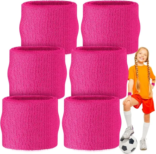 Vista 8 de Wettarn 6 muñequeras de 2 pulgadas para niños, muñequeras de tenis, gimnasia, bandas atléticas, muñequeras para niños, baloncesto, fútbol, fiesta