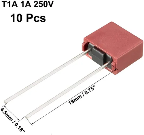 Vista 2 de uxcell® 10pcs DIP montado en miniatura cuadrado lento golpe micro fusible T1A 1A 250V rojo