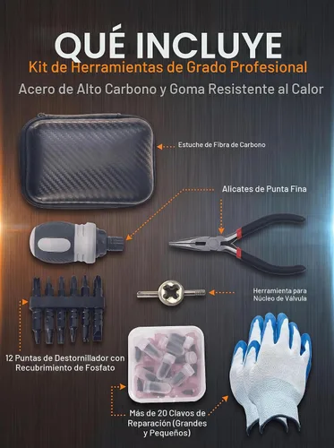 Vista 2 de Kit de reparación de neumáticos, kit de tapones de reparación
