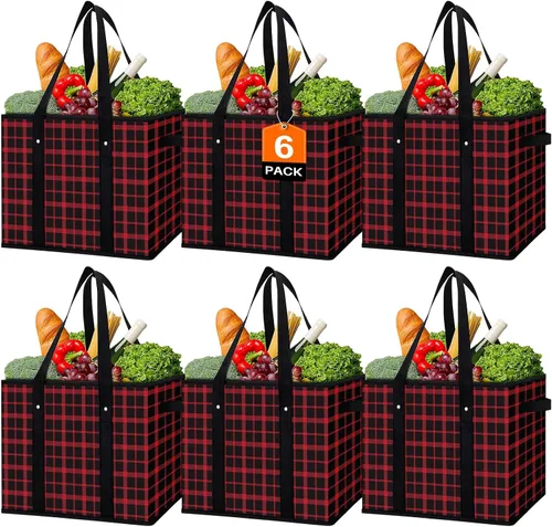 Vista 31 de WISELIFE Bolsas reutilizables para comestibles [2 unidades], bolsa grande para comestibles, resistente al agua, bolsa de compras plegable para ropa