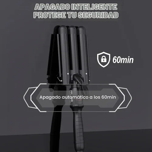 Vista 6 de kuwa Herramienta Rizadora de Cabello, Rizador de Ondas Playeras con 15 Temperaturas Variables, Rizador de 3 Cilindros, Rizador de Cabello