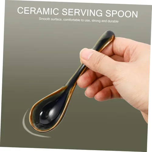Vista 2 de ABOOFAN 2 cucharas de sopa de cerámica para sopa de postres de avena, diseño de estilo japonés, mango seguro y cómodo