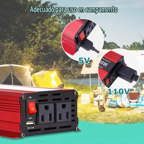 Vista 6 de nomal Inversor de corriente para automóvil de 1200 W, convertidor de CC de 12 V a 110 V CA con pantalla LCD y salidas de CA, inversor de 12 voltios