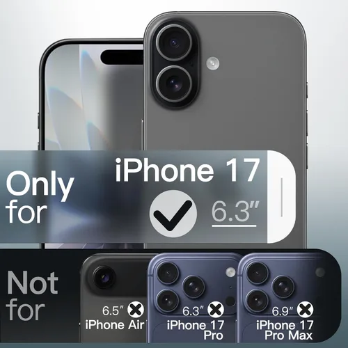 Vista 2 de JETech Funda mate para iPhone 17 de 6.3 pulgadas, protección contra caídas de grado militar, carcasa trasera translúcida esmerilada minimalista