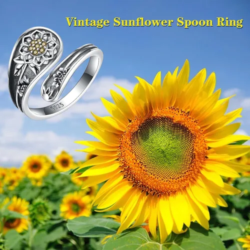 Vista 5 de 925-Sterling-Silver Adjustable Spoon Ring for Women - Vintage Bee Rings Animal Jewelry Birthday Christmas Gifts for Daughter Wife