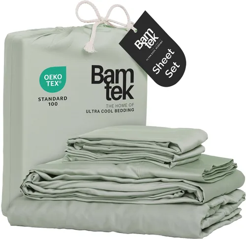 Vista 16 de Juego de sábanas de bambú de viscosa tamaño individual XL, 3 piezas, extra largas, ropa de cama refrescante para personas que duermen con calor