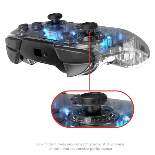 Vista 9 de Afterglow LED Wireless Deluxe Gaming Controller - Licensed by Nintendo for Switch and OLED - RGB Hue Color Lights - See through Gamepad Controller