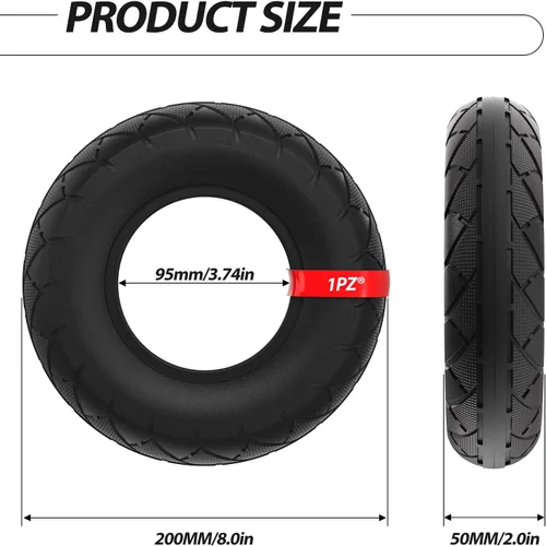 Vista 3 de 1PZ Reemplazo de neumáticos sólidos de 200 x 50 (8 x 2) para Razor E100 E150 E175 E200 Gas Scooter Schwinn Bladez Mongoose Dune Buggy ePunk Crazy