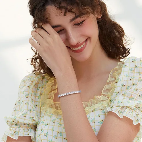 Vista 2 de TUHE Moissanite Tennis Bracelet 5.0-21.0CT 18K Gold Plated 925 Sterling Silver Bracelets 345MM D Color VVS1 Round Lab Created Moissanite Bracelet