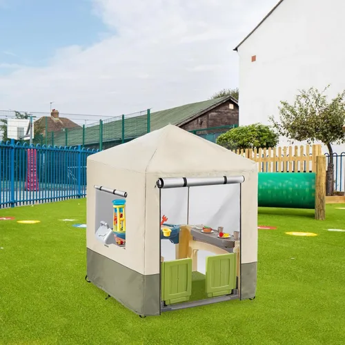 Vista 7 de Funda para casa de juegos para niños al aire libre, cubiertas de casa de juegos resistentes e impermeables de 600D, 142 cm de ancho x 142 cm