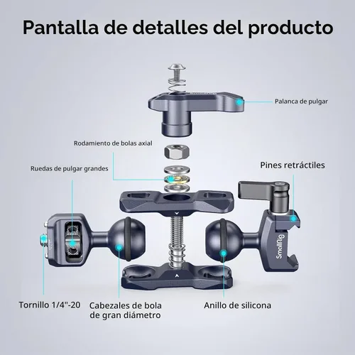 Vista 4 de SMALLRIG Brazo mágico articulado con abrazadera NATO y tornillo de 1/4"-20
