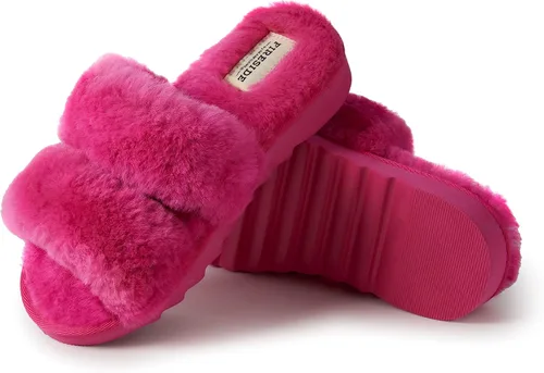 Vista 3 de Dearfoams Fireside Benalla - Pantuflas de piel de oveja de doble banda fácil de poner y quitar para mujer