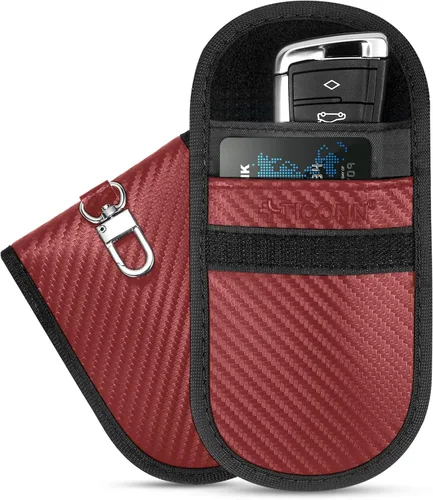 Vista 22 de TICONN 2PK Faraday - Bolsa para llavero de coche, bolsa de bloqueo RFID NFC Beige