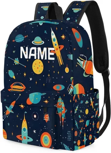 Vista 3 de Mochila personalizada para niños, mochila personalizada para niños preescolares para jardín de infantes, guardería, mochila escolar, Planeta cohete