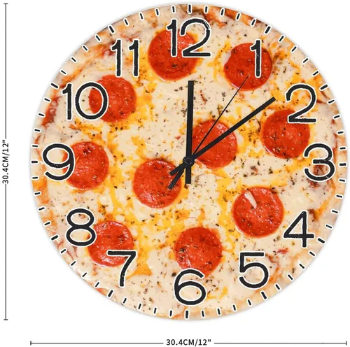 Vista 2 de Reloj de pared redondo de madera de 12 x 12 pulgadas, reloj de madera con números arábigos, silencioso, sin tictac, funciona