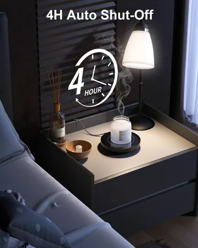 Vista 5 de SWEETFULL Calentador de taza de café, calentador eléctrico de taza de café de 36 W para escritorio con 3 ajustes de temperatura, calentadores