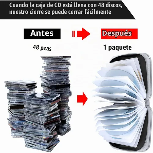 Vista 4 de Siveit Soportes para cajas de CD – Plástico duro de 48 capacidades para discos de CD/DVD para coche, hogar, oficina, viajes (negro)
