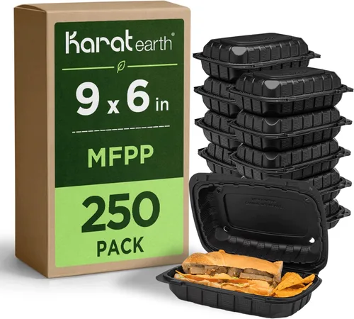 Vista 11 de KARAT EARTH Clamshell - Recipientes de alimentos para llevar [6 x 6 pulgadas - 400 quilates] para llevar, aptos para microondas, congelador