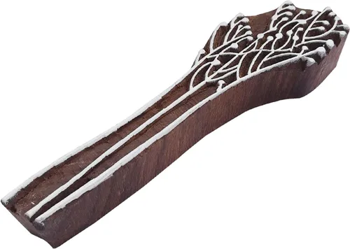 Vista 7 de Bloque de impresión intrincado patrón de borde floral grande sello de madera grande