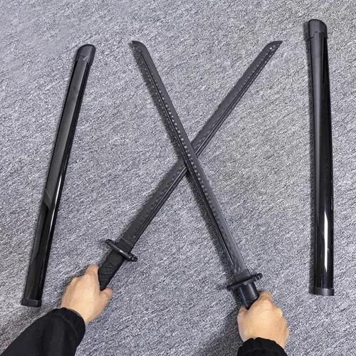 Vista 9 de Paquete de 2 espadas de polipropileno de alta dureza, katana de flexión de 90 grados, accesorio de Halloween, personaje de anime de plástico
