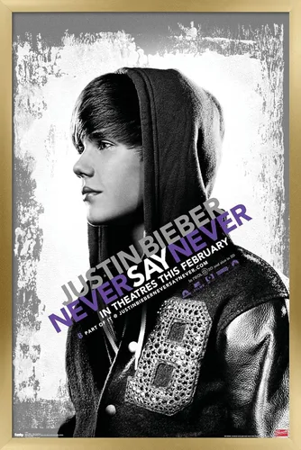 Vista 16 de Trends International Justin Bieber - Póster de pared con texto en inglés "Never Say Never Say Never", 14.725 x 22.375 pulgadas, versión enmarcada
