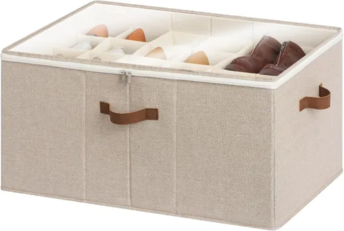 Vista 17 de Organizador de zapatos StorageWorks para clóset, cabe hasta 16 pares, contenedores de almacenamiento para zapatos con divisores ajustables y Beige
