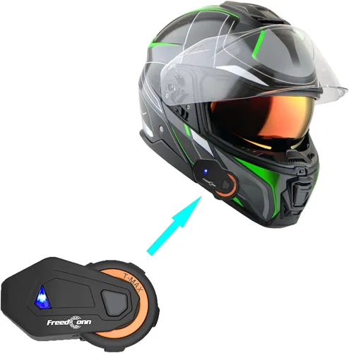 Vista 9 de Martian Casco modular de cara completa para motocicleta, protector solar con doble visera: HG362 azul amarillo