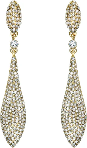 Vista 26 de EVER FAITH Pendientes colgantes de cristal austriaco para boda y baile de graduación, joyería con doble gota de agua para fiestas nupciales con 1