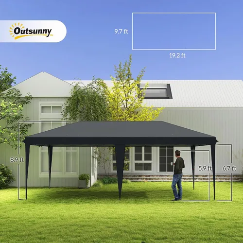 Vista 7 de Outsunny Carpa Emergente de 10' x 20', Carpas de Servicio Pesado Mejoradas para Fiestas, Gazebo Instantáneo al Aire Libre Refugio de Sombra Solar