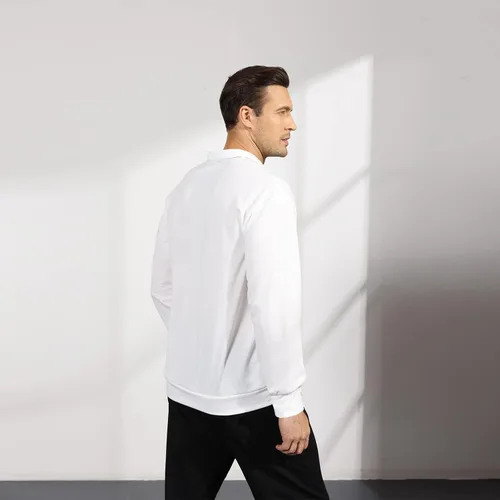 Vista 7 de Opomelo Men's Long Sleeve Pullover Polo Shirts-Casual Loose Fit Sweatshirts V Neck Tops