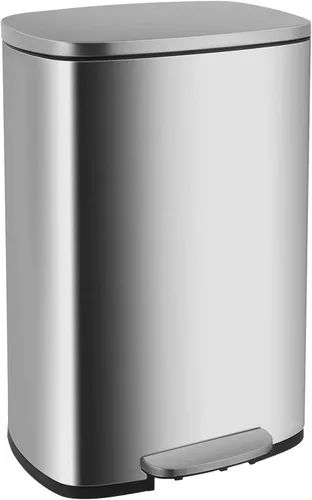 Vista 10 de Basurero de cocina con tapa para oficina, dormitorio, baño, cubo de basura con pedal a prueba de huellas dactilares, contenedor de basura de acero