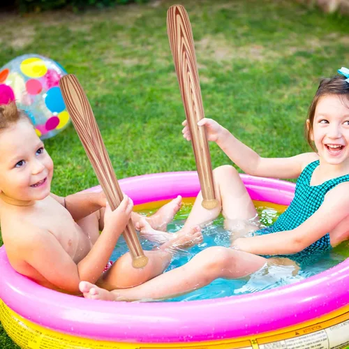 Vista 7 de Sotiff Bate de béisbol inflable para niños, 12 unidades, de 29.5 pulgadas, con temática deportiva, color marrón, para fiestas deportivas, regalos