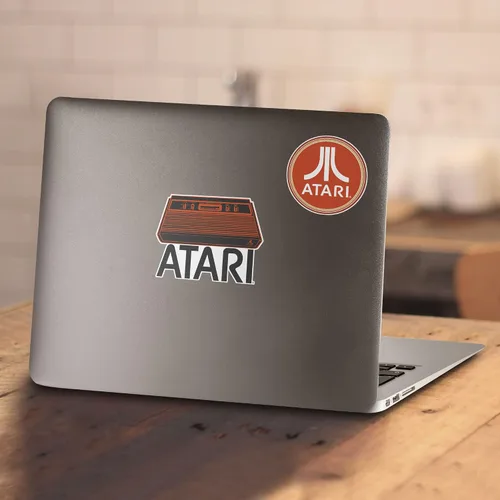 Vista 5 de Popfunk Clásico Atari Video Game Retro Logo Vintage Gaming Console T Shirt & Stickers