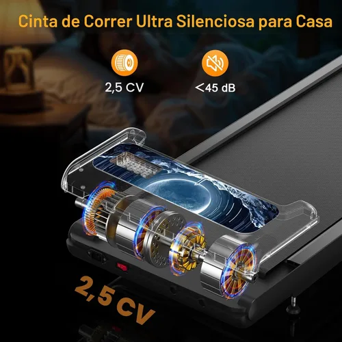 Vista 4 de Almohadilla para caminadora con 0-8% de inclinación, alfombrilla de caminadora de 2.5 HP para el hogar y la oficina, cinta de correr portátil