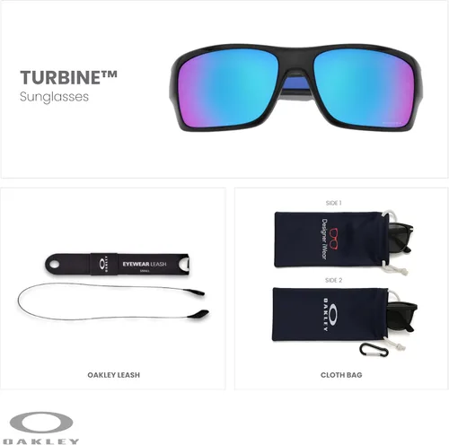 Vista 2 de Oakley OO9263 Turbine - Lentes de sol rectangulares para hombre + paquete con set de correa y accesorios de Oakley, bolsa de microfibra