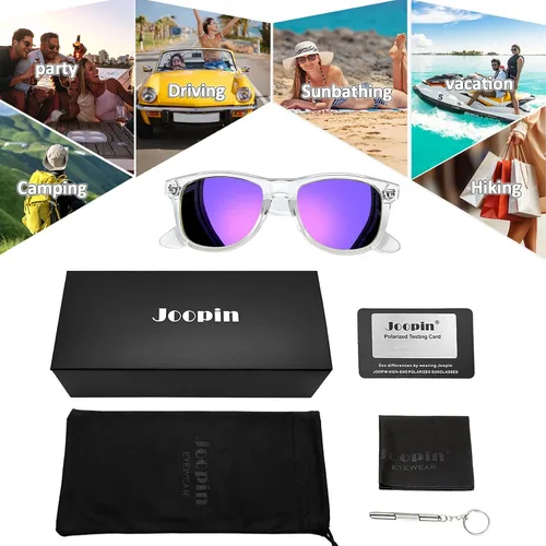 Vista 6 de Joopin Gafas de sol cuadradas polarizadas con protección UV para hombre y mujer