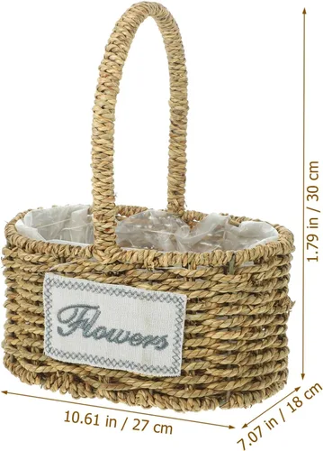 Vista 6 de Yardwe Cesta tejida para frutas, cesta de almacenamiento tejida, cesta tejida para aperitivos, cesta de boda, cesta portátil, para compras, hierba